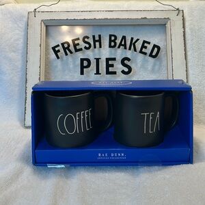Rae Dunn Black Coffee and Tea Mug Set